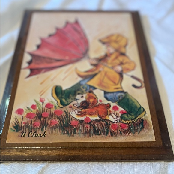 Vintage Art Print with Child and Dog - Picture 3 of 4